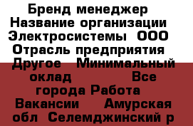 Бренд-менеджер › Название организации ­ Электросистемы, ООО › Отрасль предприятия ­ Другое › Минимальный оклад ­ 35 000 - Все города Работа » Вакансии   . Амурская обл.,Селемджинский р-н